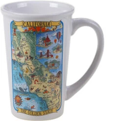 22 Oz. California Map Ceramic Latte Mug