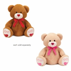 19.5" Love Bear With Embroidered Hearts Plush Stuffed Animal, Cream Or Brown
